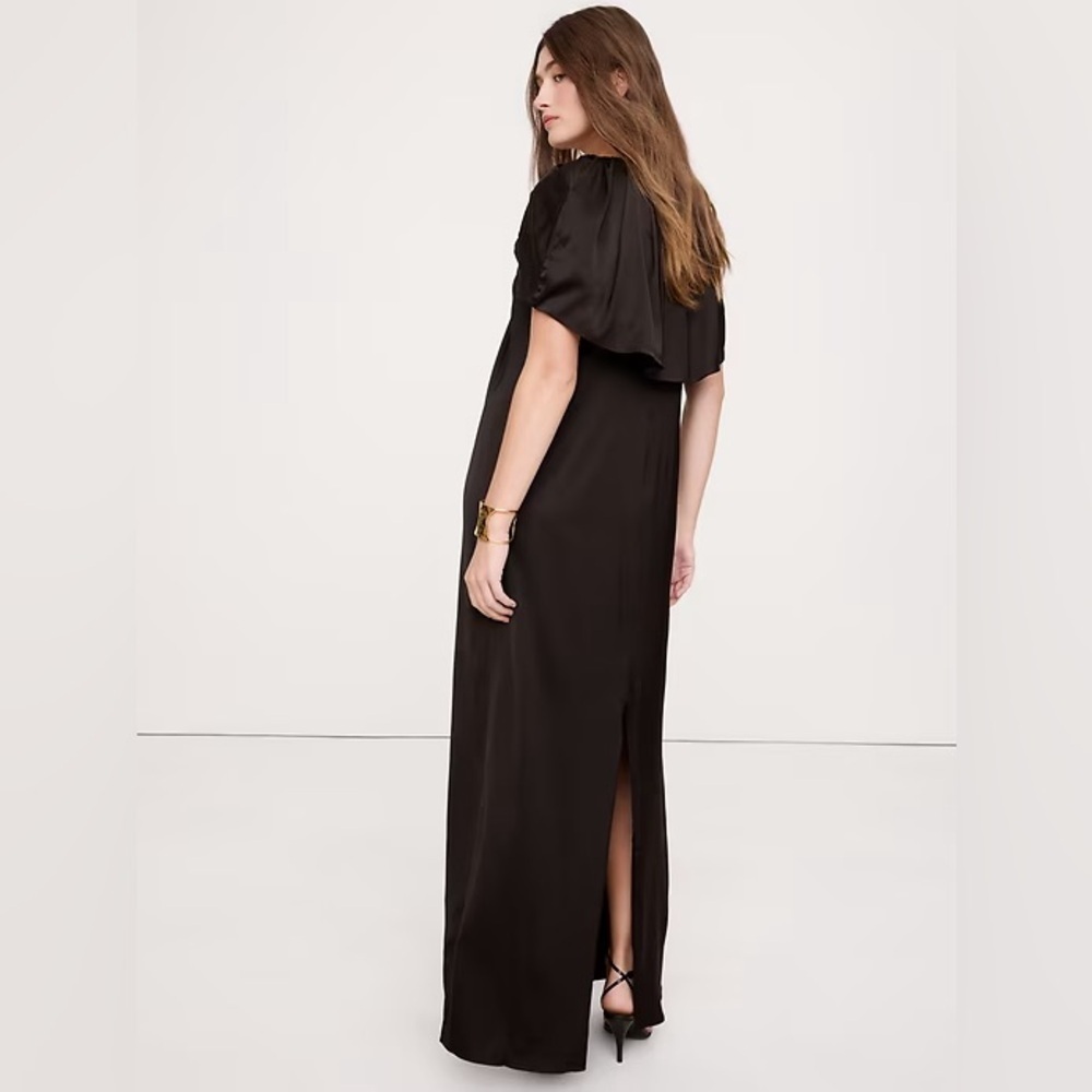 NEW! Banana Republic Stretch-Satin Cape Maxi Dress - Picture 5 of 7